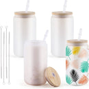 HTVRONT 16oz Glass Sublimation Tumblers with Bamboo Lid 8/4 Pack
