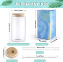 HTVRONT 16oz Glass Sublimation Tumblers with Bamboo Lid 8/4 Pack