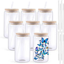 HTVRONT 16oz Glass Sublimation Tumblers with Bamboo Lid 8/4 Pack